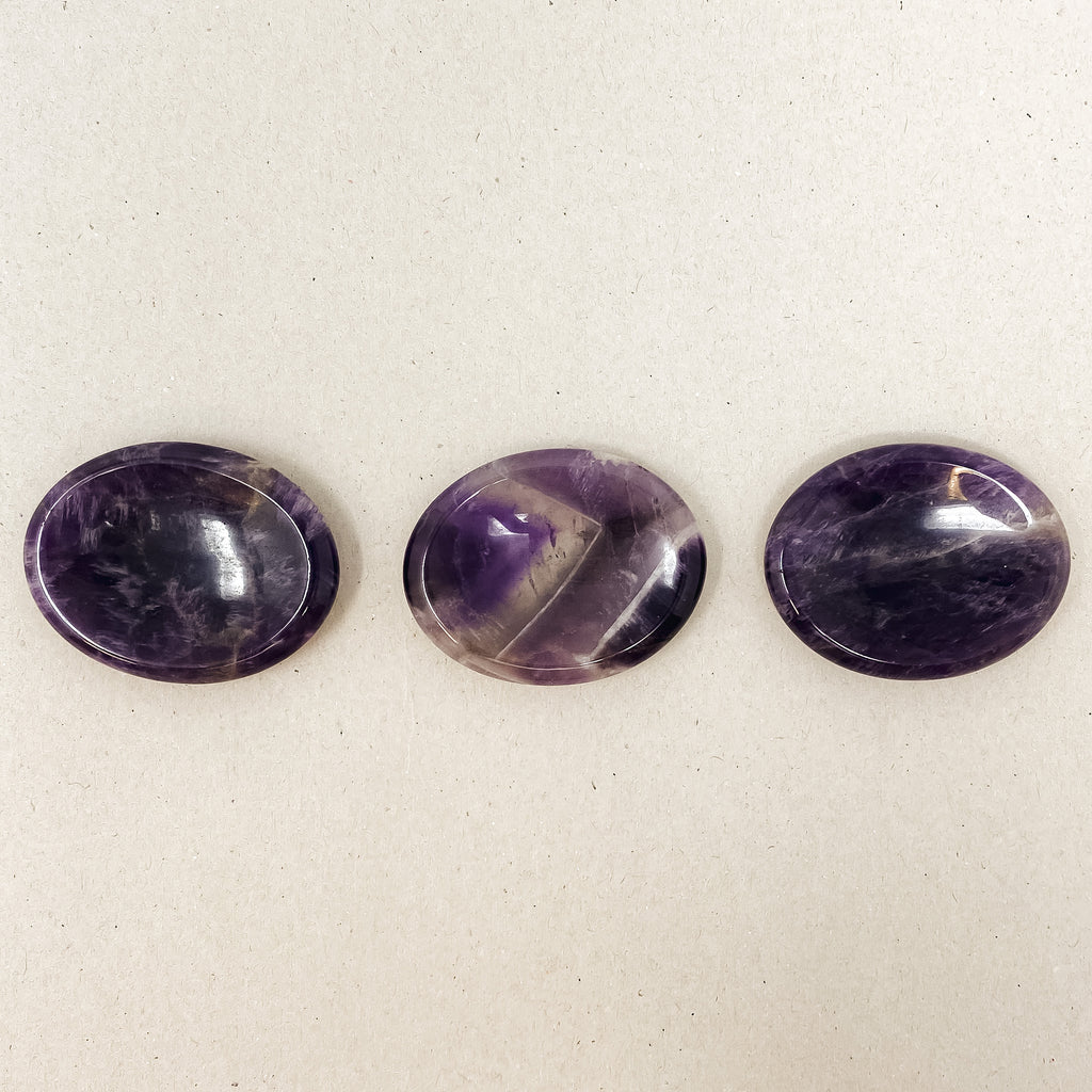 Natural Chevron Amethyst Worry Stone