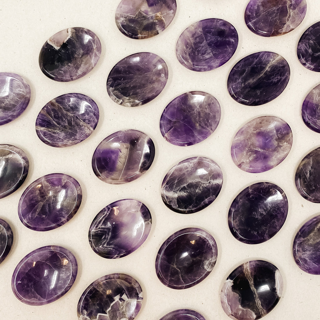 Natural Chevron Amethyst Worry Stone