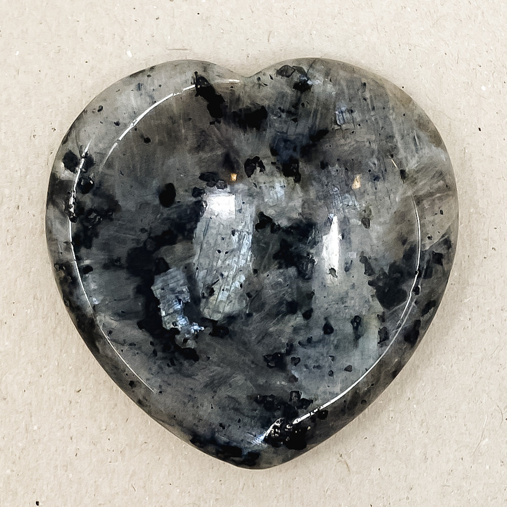 Black Spectrolite Heart Shaped Worry Stone
