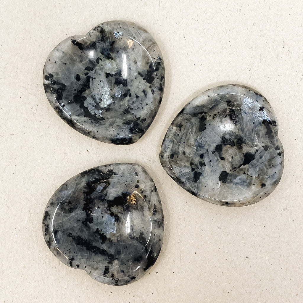 Black Spectrolite Heart Shaped Worry Stone