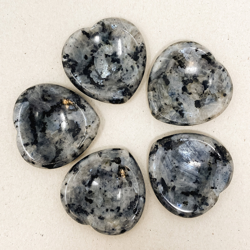 Black Spectrolite Heart Shaped Worry Stone