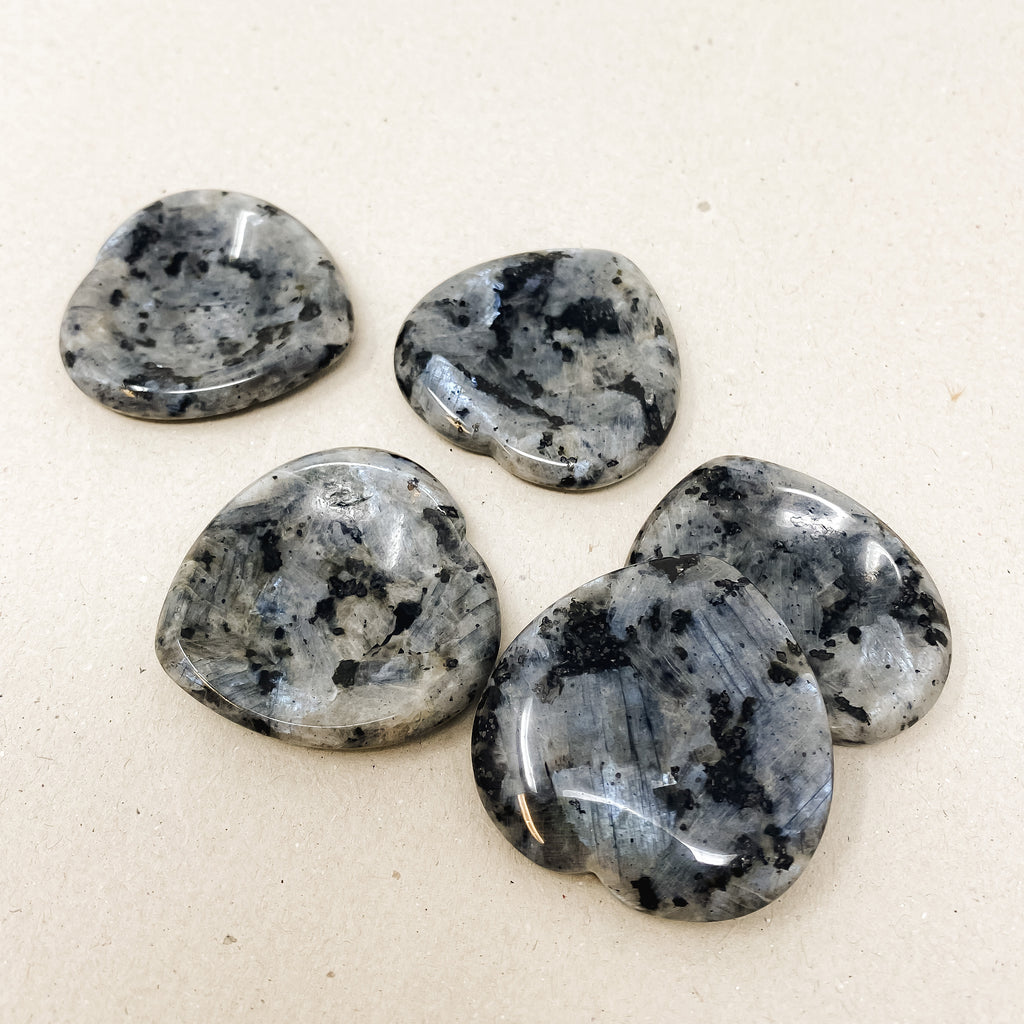 Black Spectrolite Heart Shaped Worry Stone