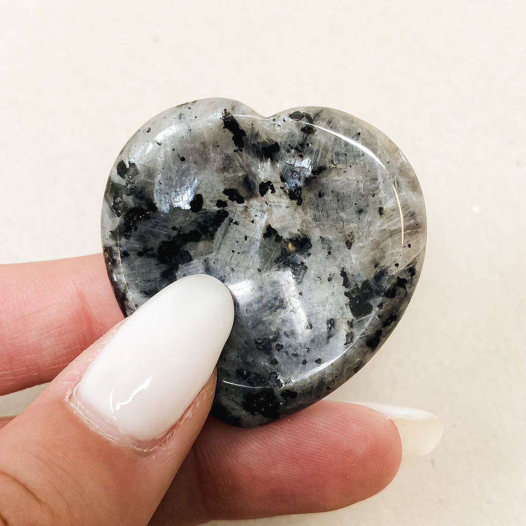 Black Spectrolite Heart Shaped Worry Stone