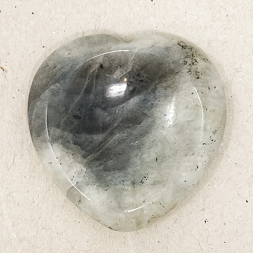 White Spectrolite Heart Shaped Worry Stone