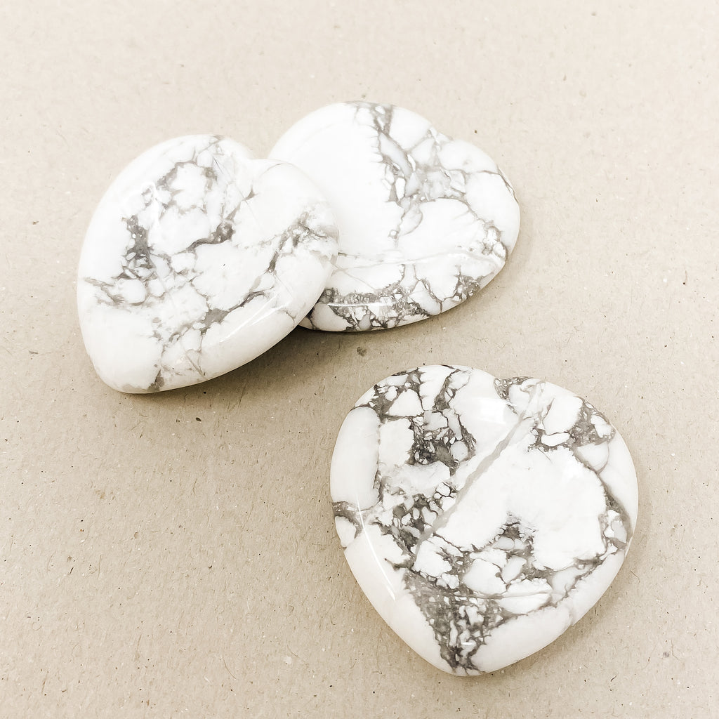 White Howlite Heart Shaped Worry Stone