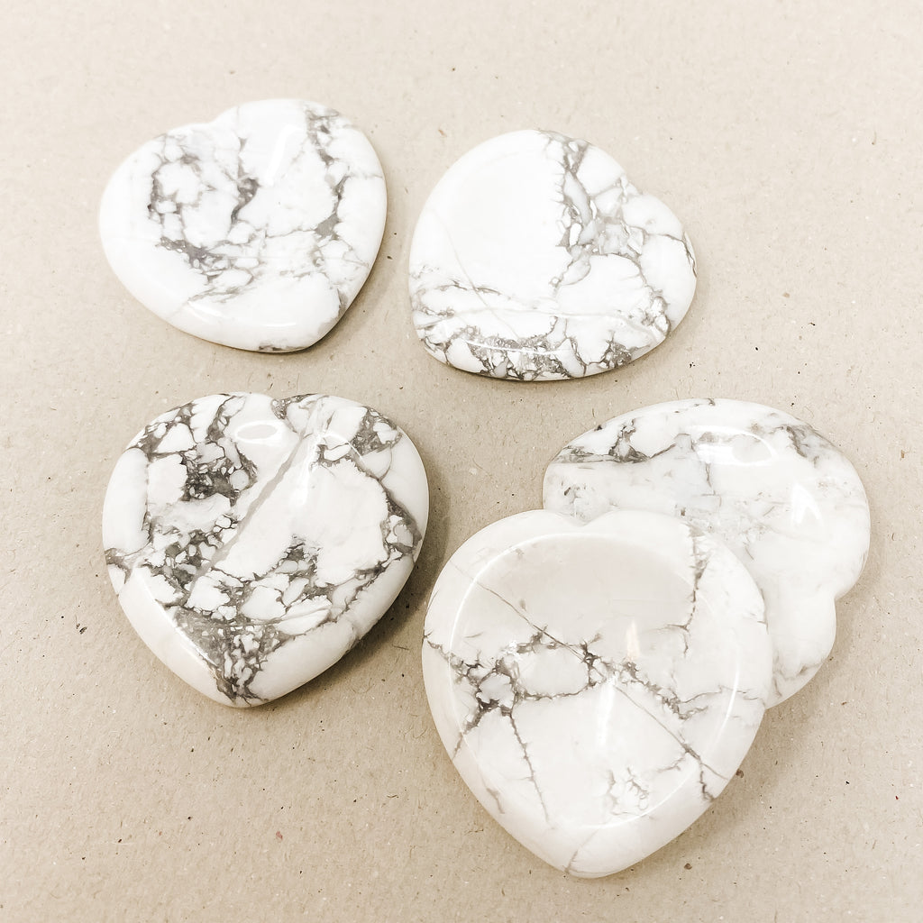 White Howlite Heart Shaped Worry Stone