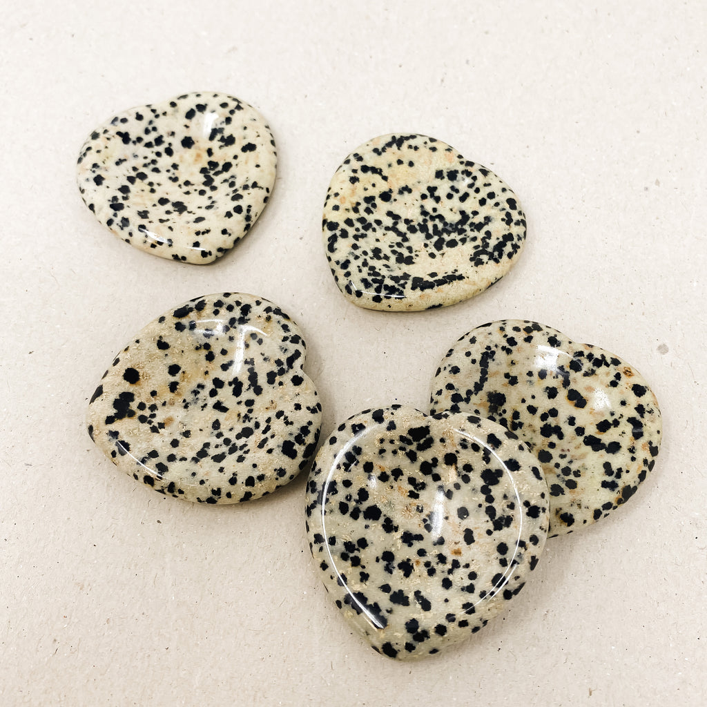 Dalmatian Jasper Heart Shaped Worry Stone