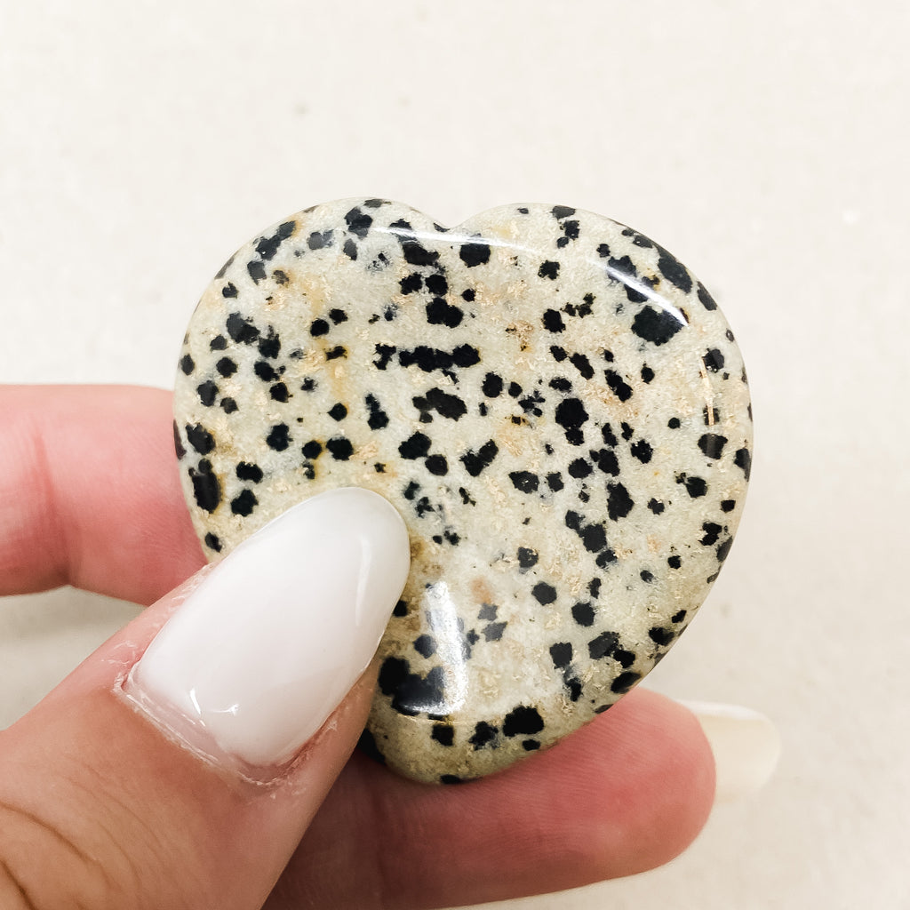 Dalmatian Jasper Heart Shaped Worry Stone