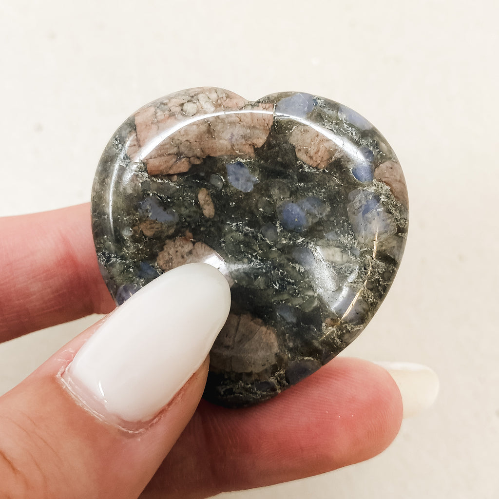 Glaucophane Heart Shaped Worry Stone