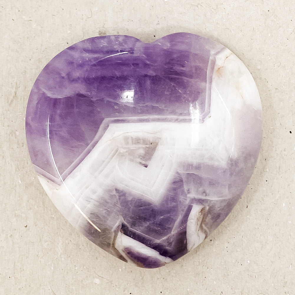 Chevron Amethyst Heart Shaped Worry Stone