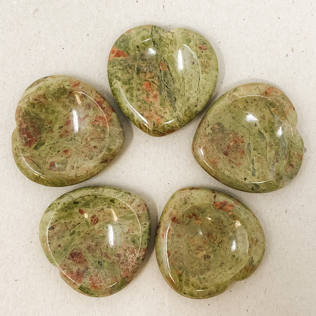 Unakite Heart Shaped Worry Stone