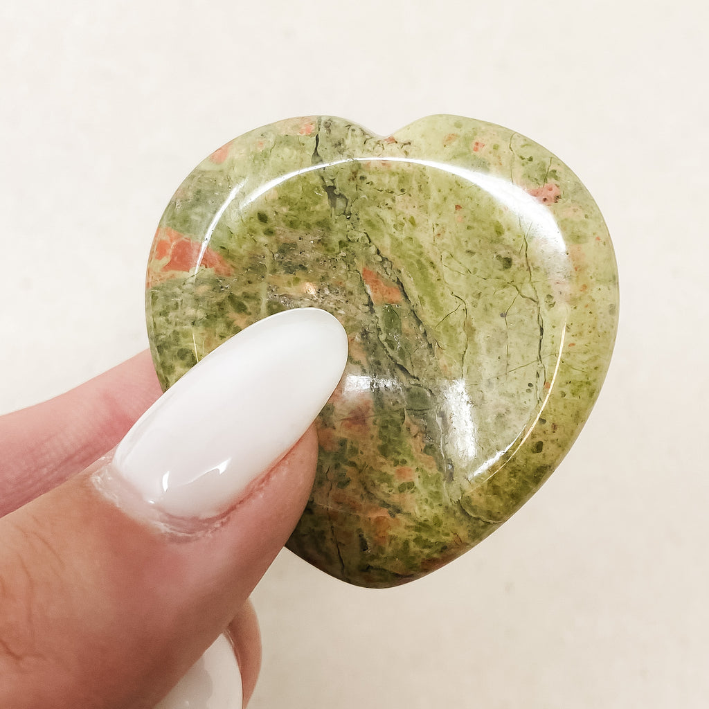 Unakite Heart Shaped Worry Stone