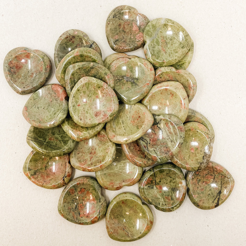 Unakite Heart Shaped Worry Stone