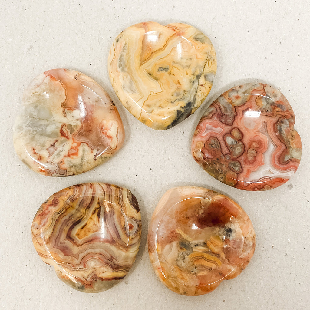 Crazy Agate Heart Shaped Worry Stone