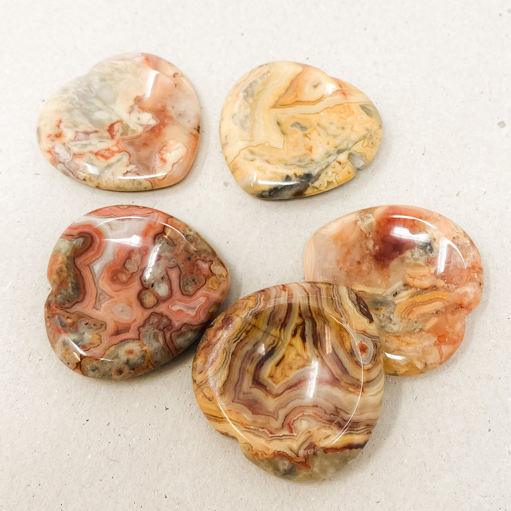 Crazy Agate Heart Shaped Worry Stone