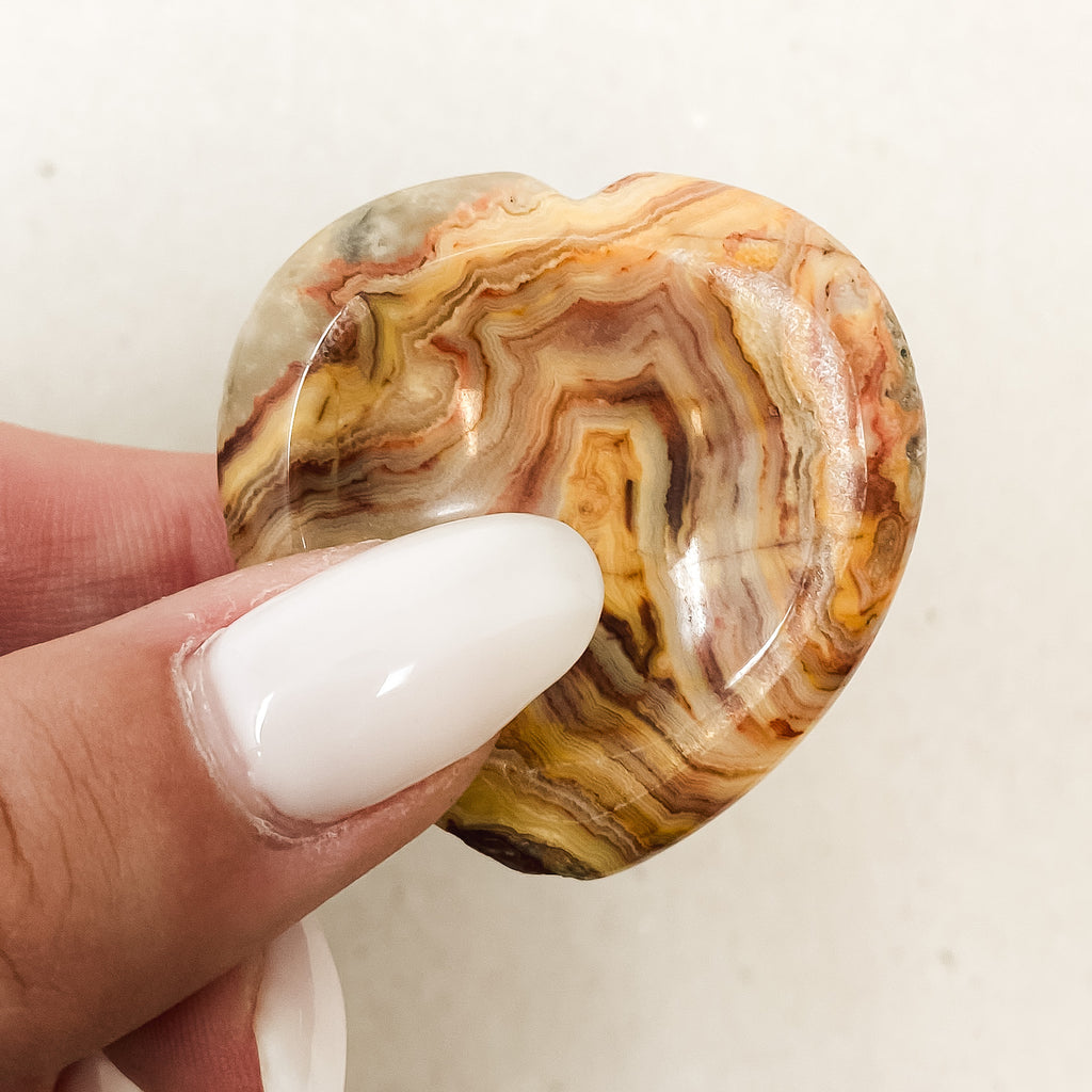 Crazy Agate Heart Shaped Worry Stone