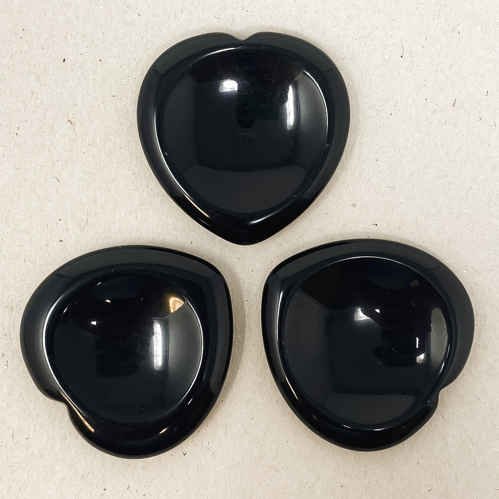 Black Obsidian Heart Shaped Worry Stone