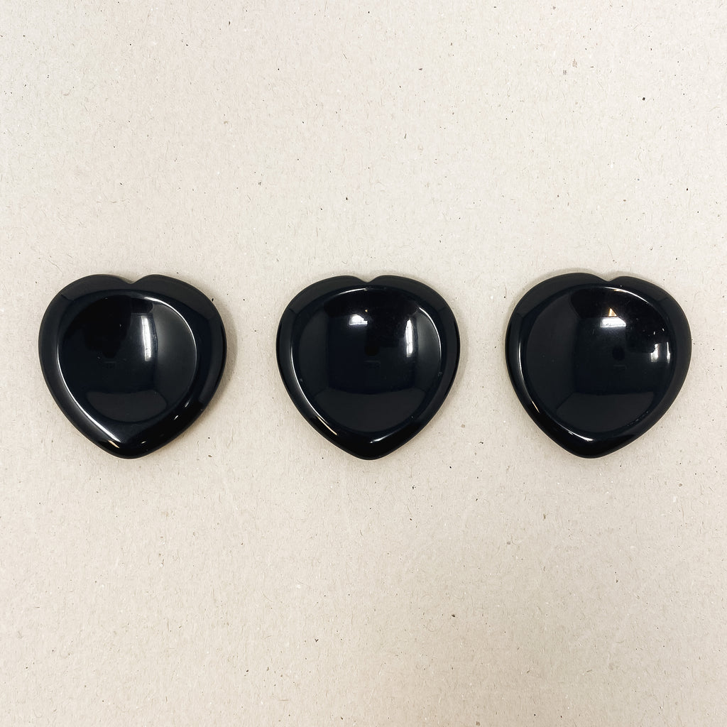 Black Obsidian Heart Shaped Worry Stone