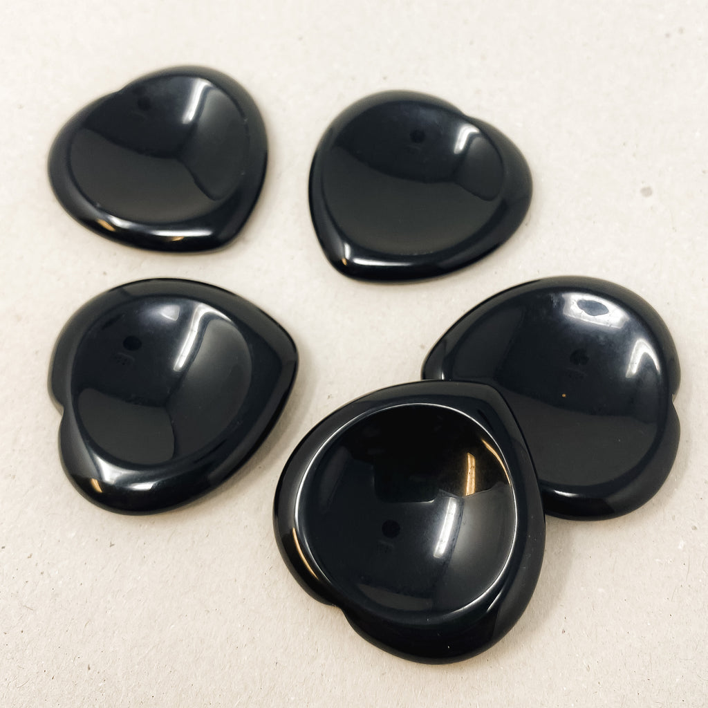 Black Obsidian Heart Shaped Worry Stone