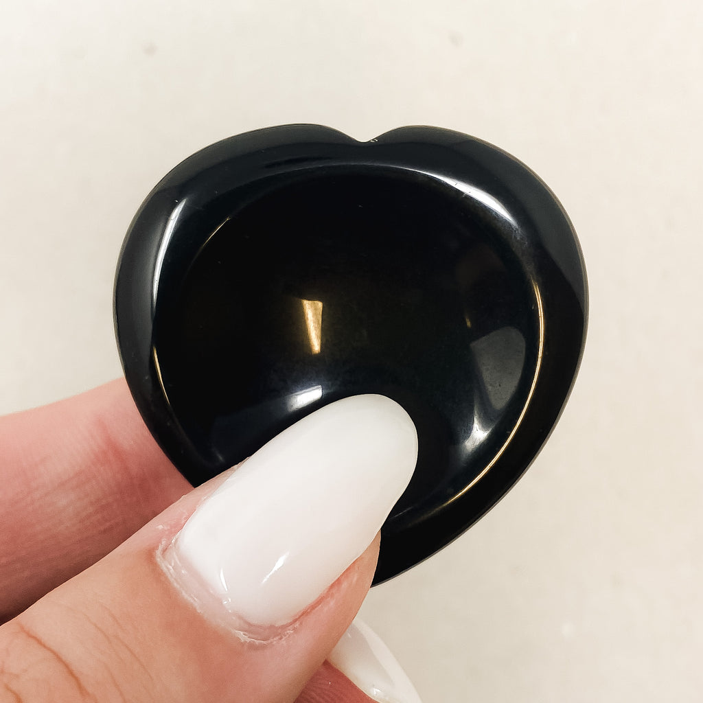 Black Obsidian Heart Shaped Worry Stone