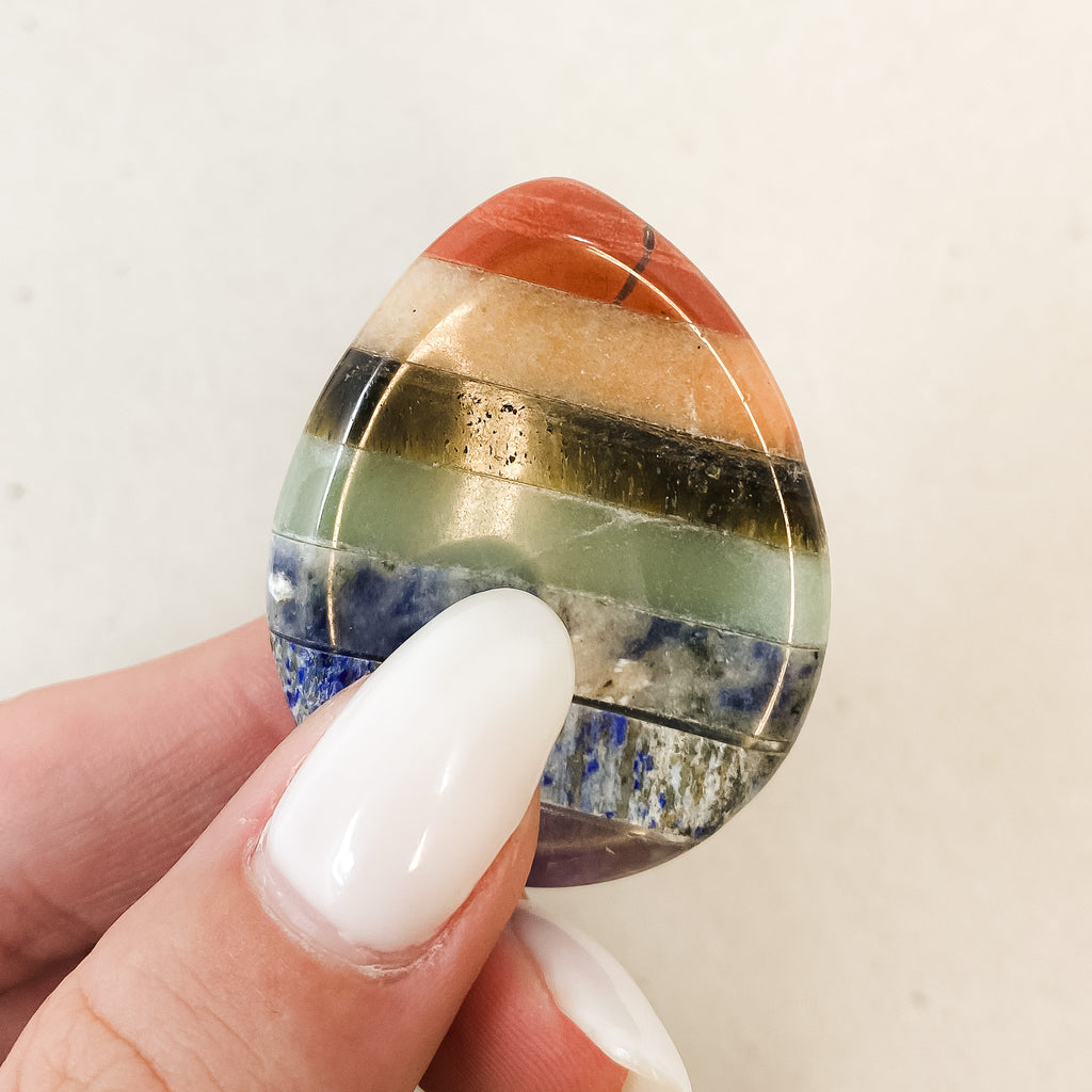 Small Chakra Teardrop Shaped Worry Stone