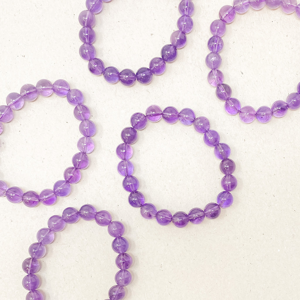 Amethyst 8mm Gemstone Bracelet