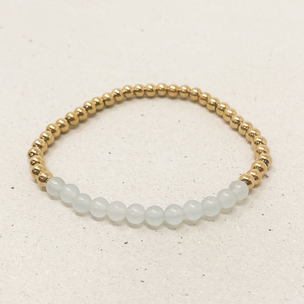 Aquamarine Agate Gemstone Bracelet - March Birthstone