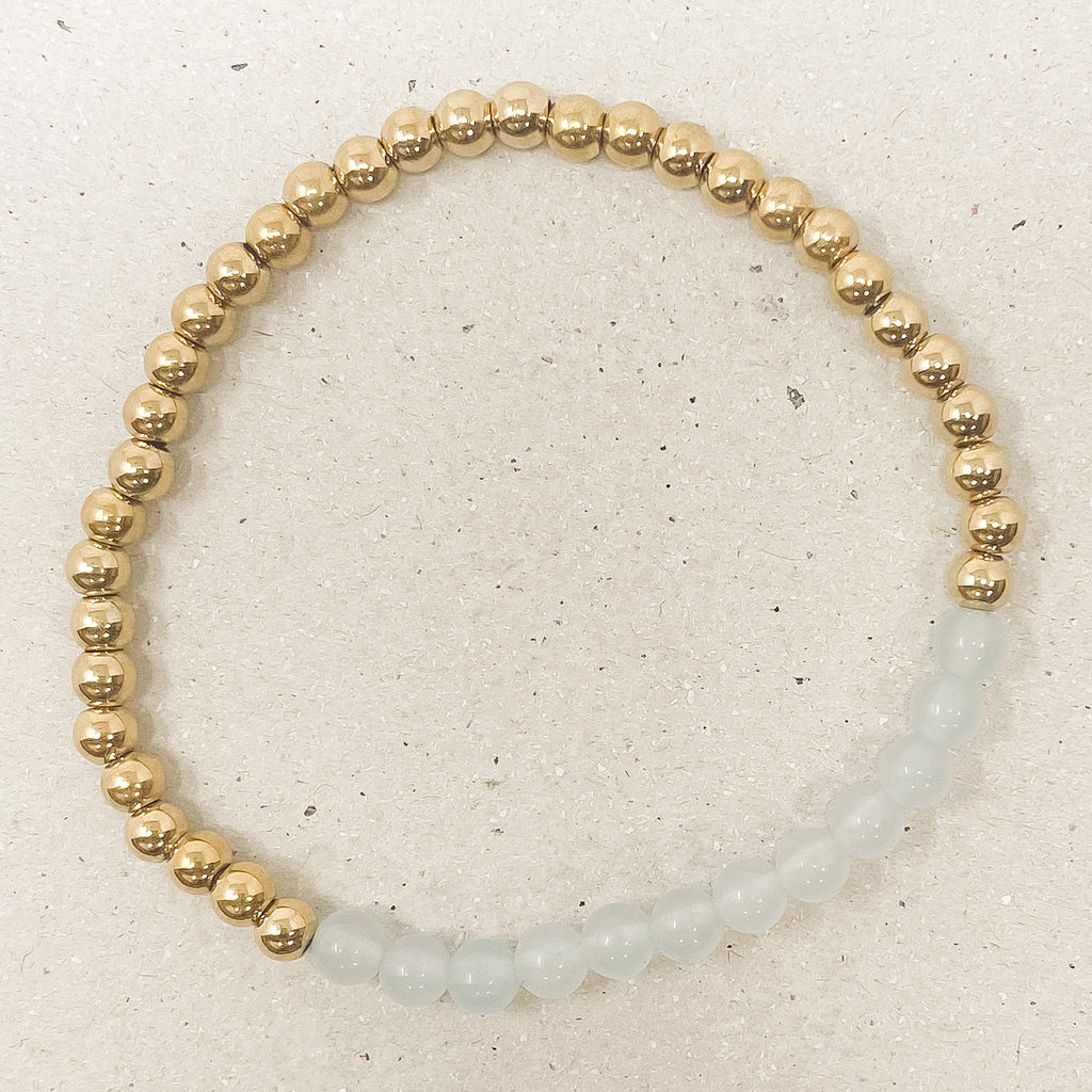 Aquamarine Agate Gemstone Bracelet - March Birthstone