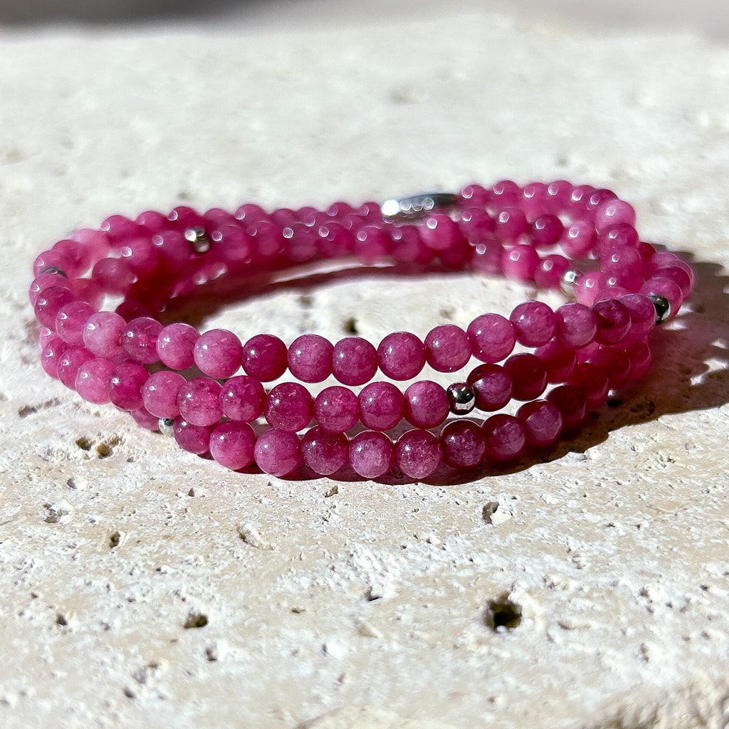 Pink Opal Gemstone Wrap Bracelet