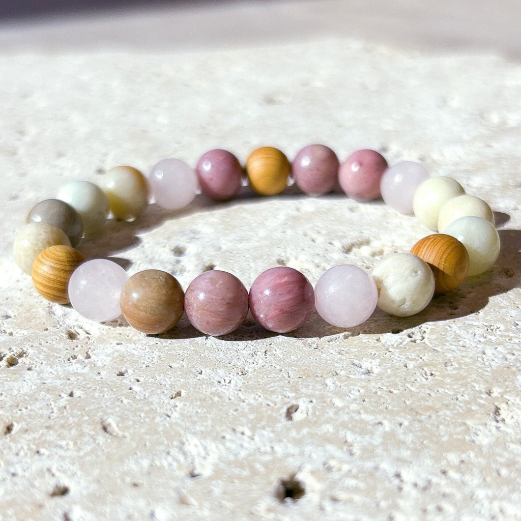 Rhodochrosite and Amazonite Rosewood Diffuser Bracelet