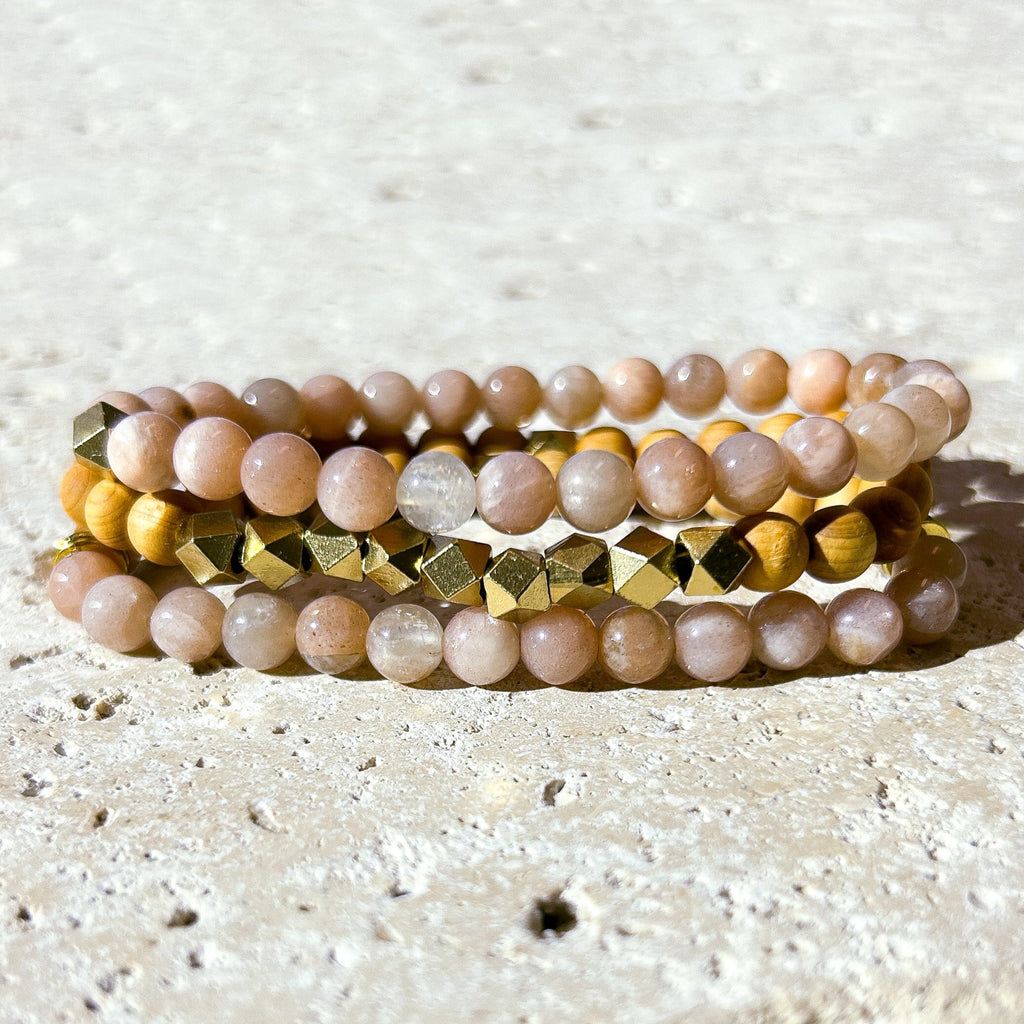 Sunstone & Rosewood Diffuser Stacking Bracelets