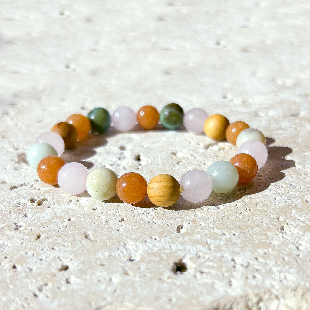 Colorful Amazonite and Rosewood Diffuser Bracelet