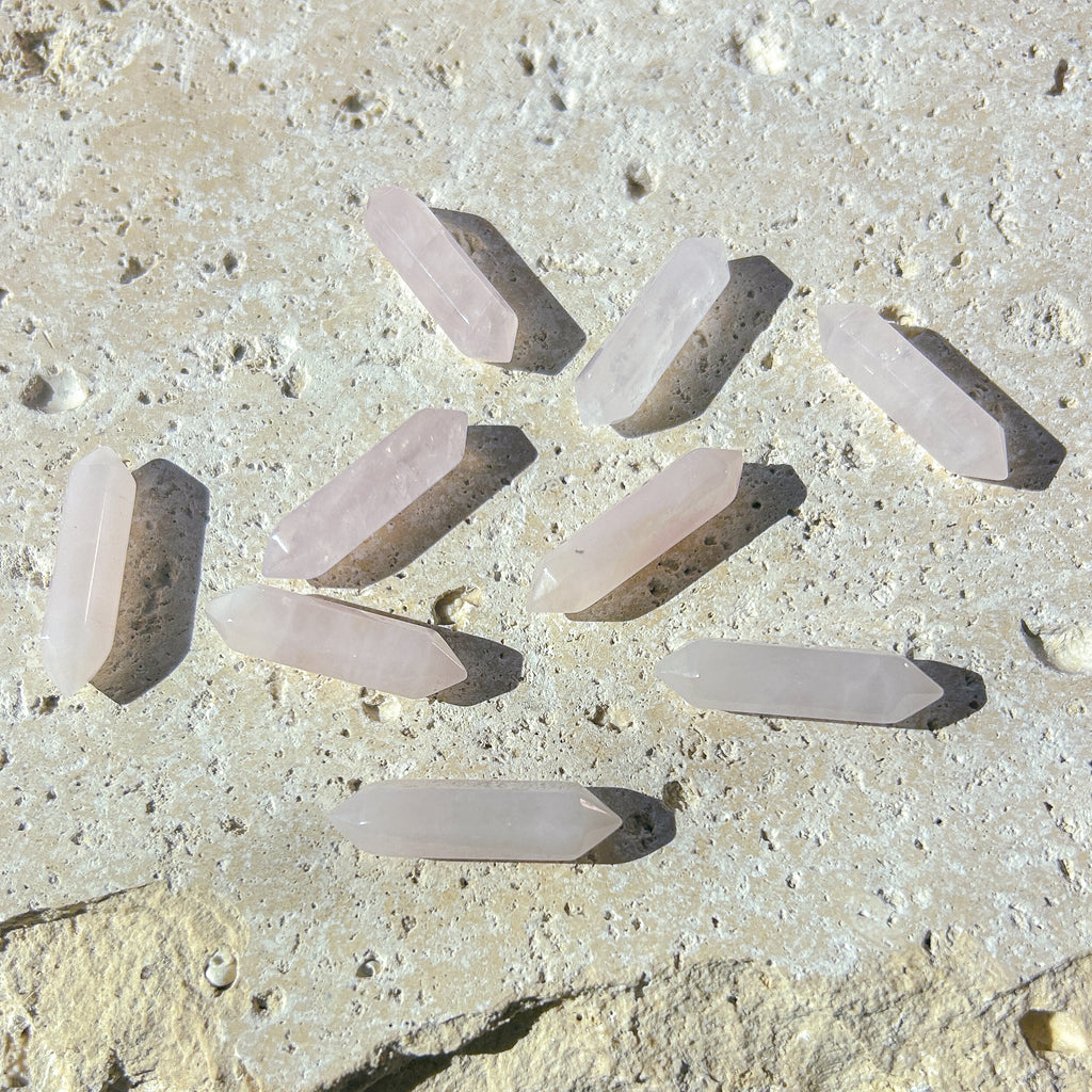 Pink Quartz Double Pointed Hexagonal Column