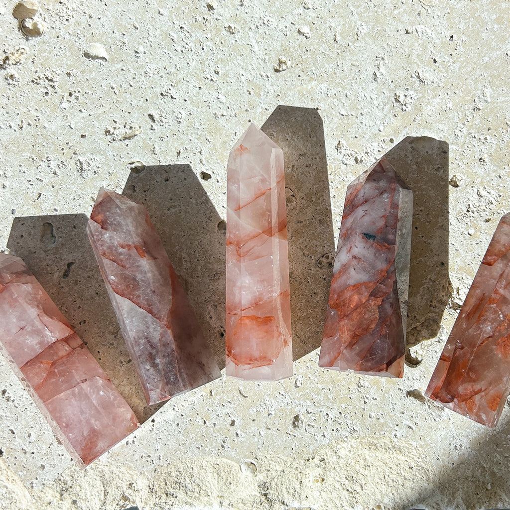 Natural Red Flower Quartz Tower