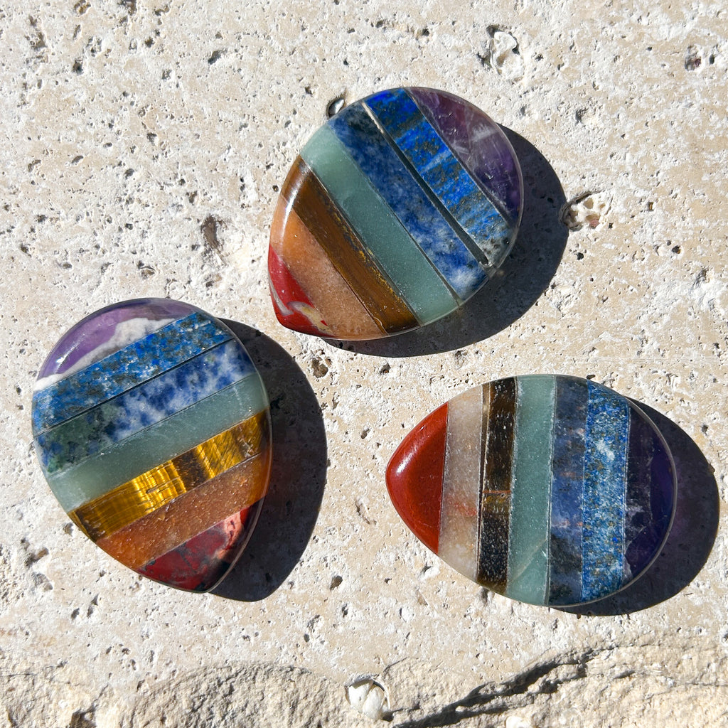 Small Chakra Teardrop Shaped Worry Stone