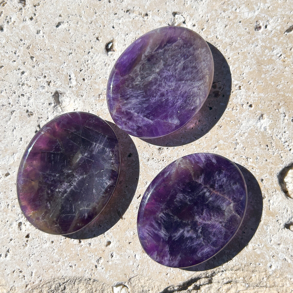 Natural Chevron Amethyst Worry Stone