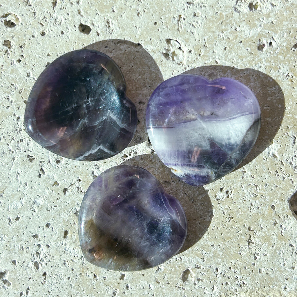 Chevron Amethyst Heart Shaped Worry Stone