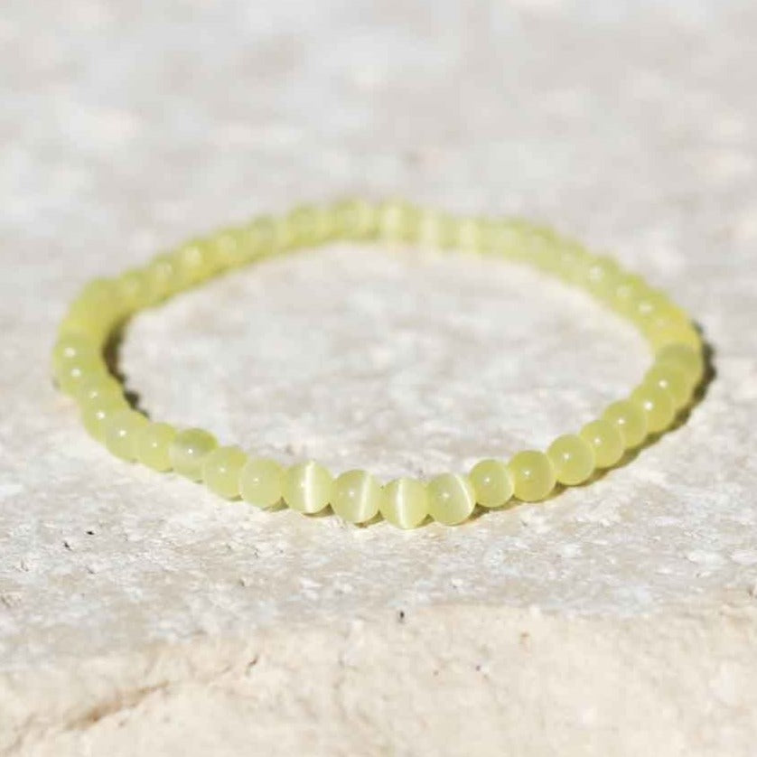 Natural Yellow Cat Eye Gemstone Bracelet