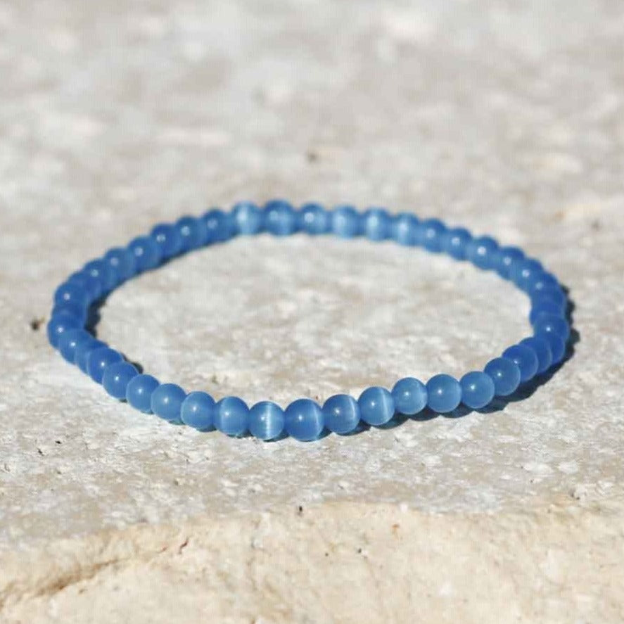 Natural Blue Cat Eye Gemstone Bracelet