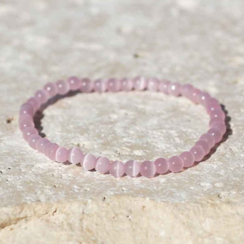 Natural Pink Cat Eye Gemstone Bracelet