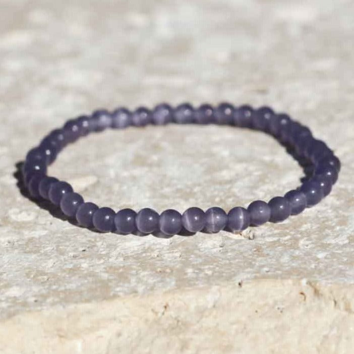 Natural Purple Cat Eye Gemstone Bracelet