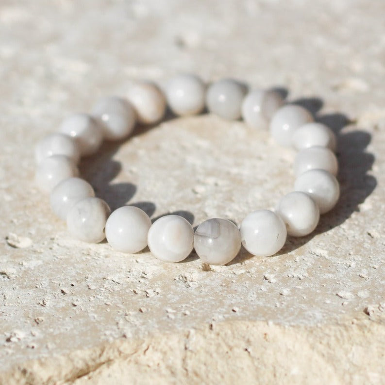 White Crazy Lace Agate 8mm Gemstone Bracelet