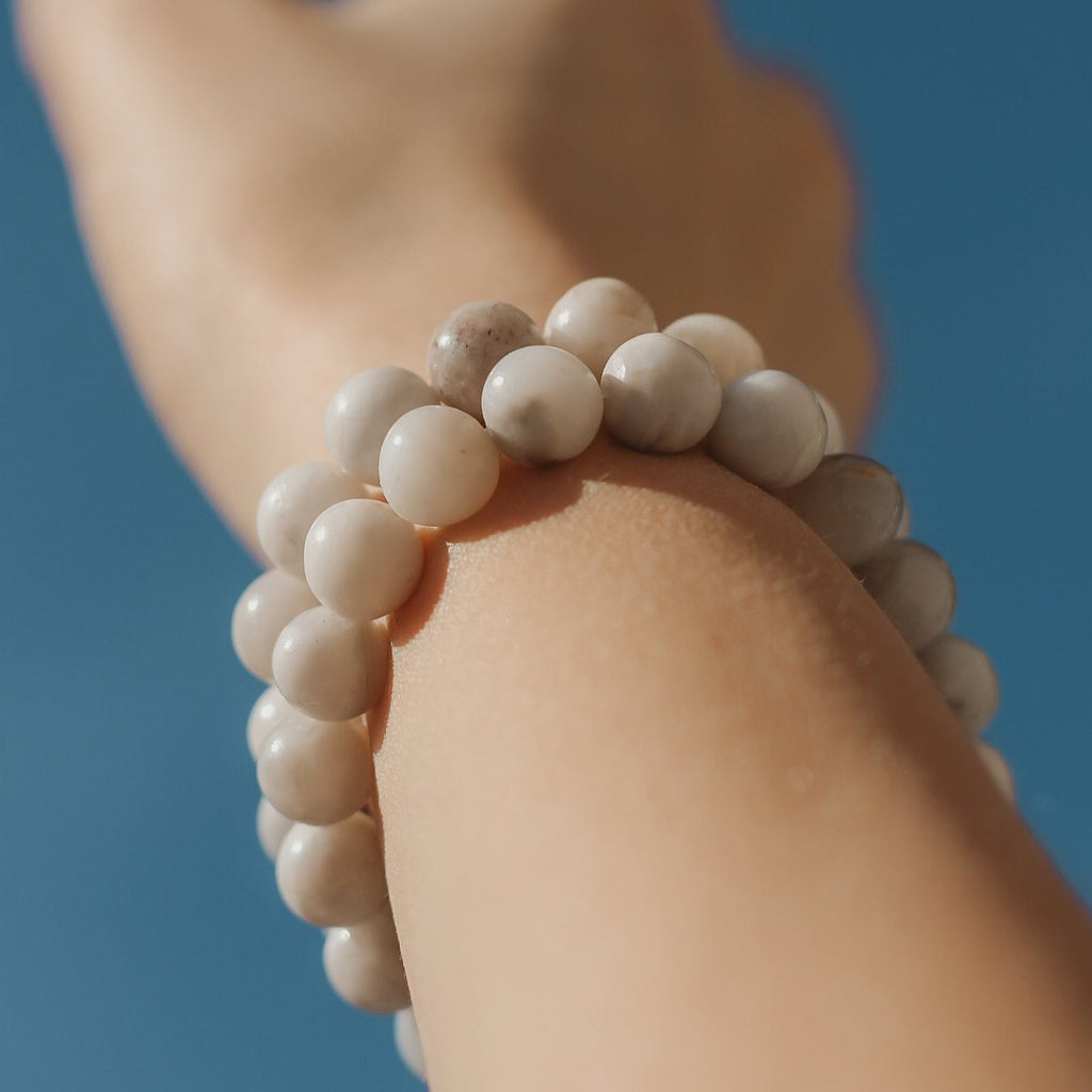 White Crazy Lace Agate 8mm Gemstone Bracelet