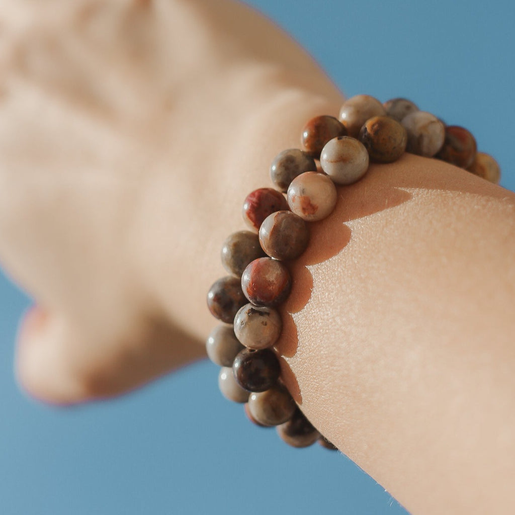 Red Crazy Lace Agate 8mm Gemstone Bracelet