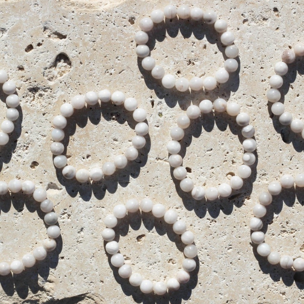 White Crazy Lace Agate 8mm Gemstone Bracelet