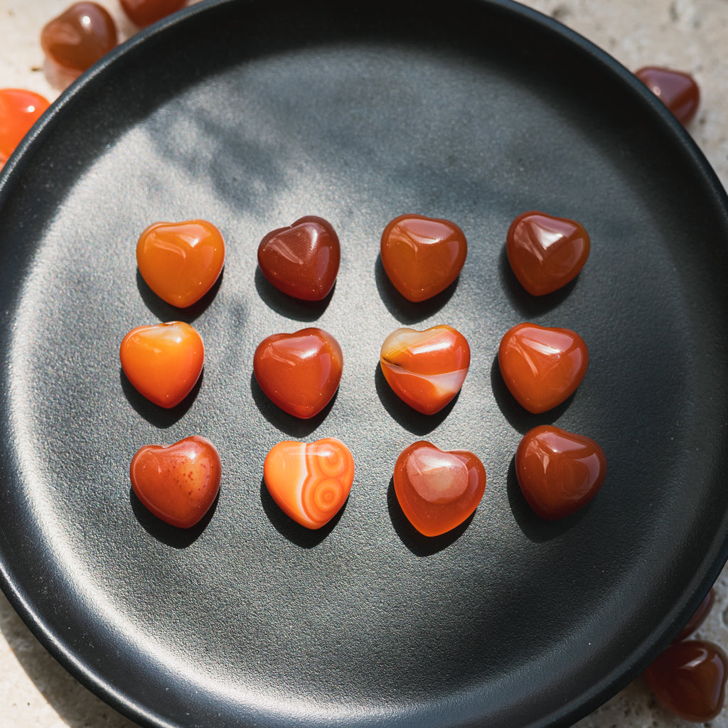 Red Agate Mini Puffy Hearts