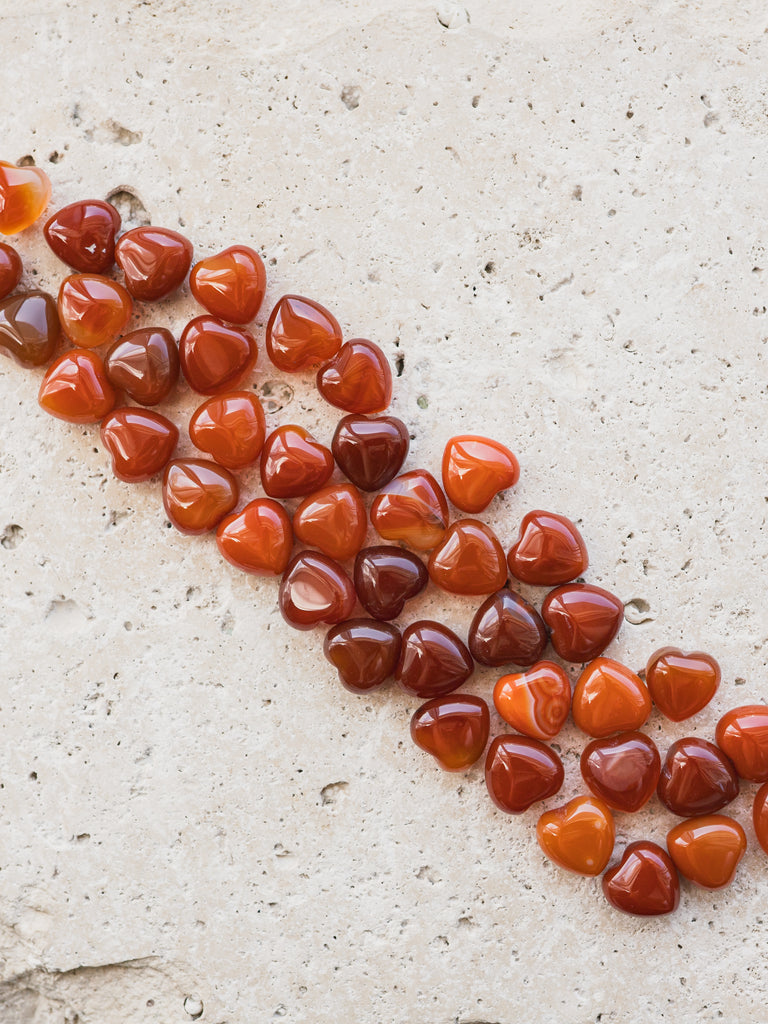 Red Agate Mini Puffy Hearts
