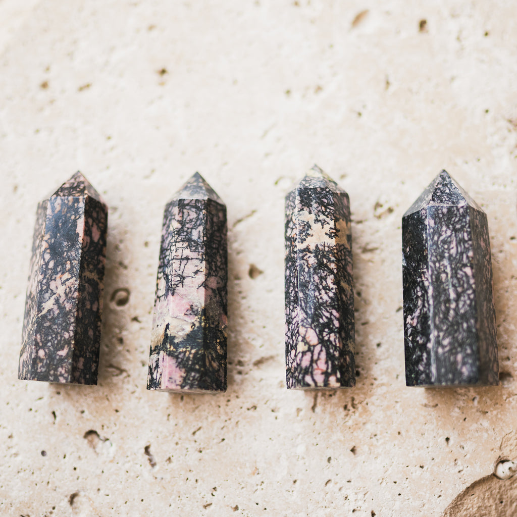 Natural Rhodochrosite Crystal Tower