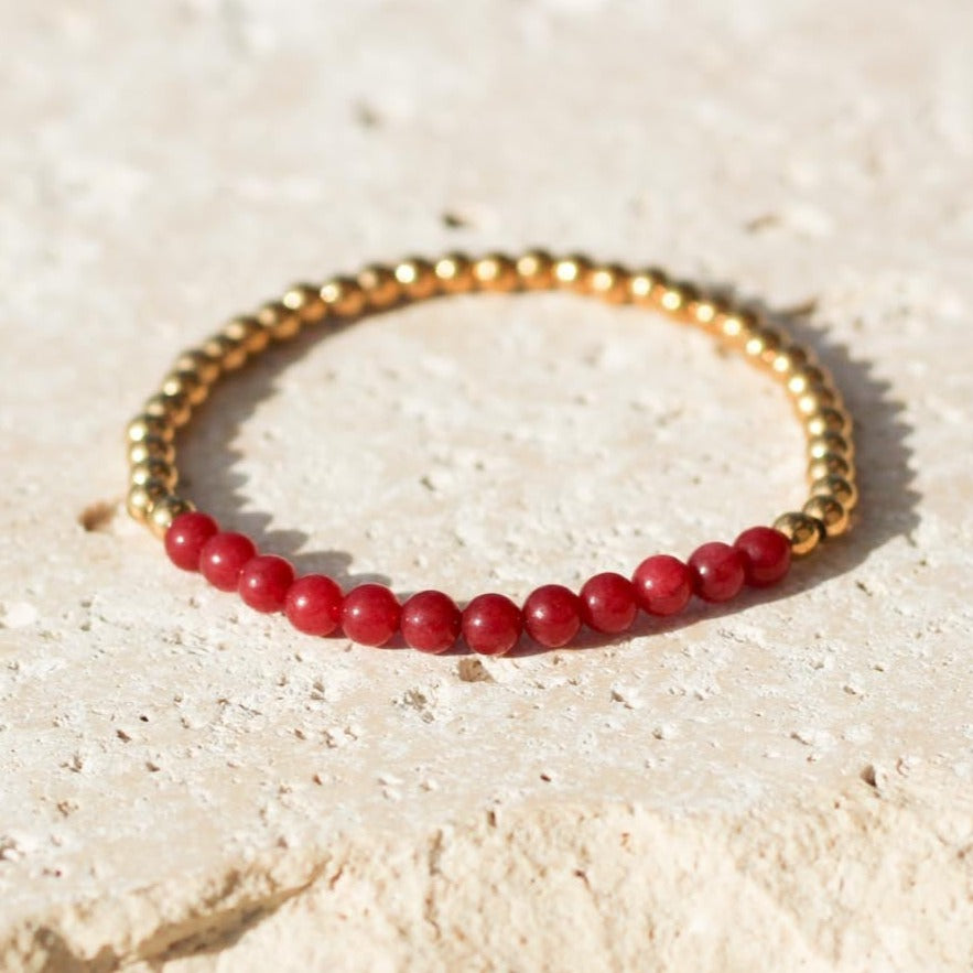 Ruby Red Jade Gemstone Bracelet - July Birthstone