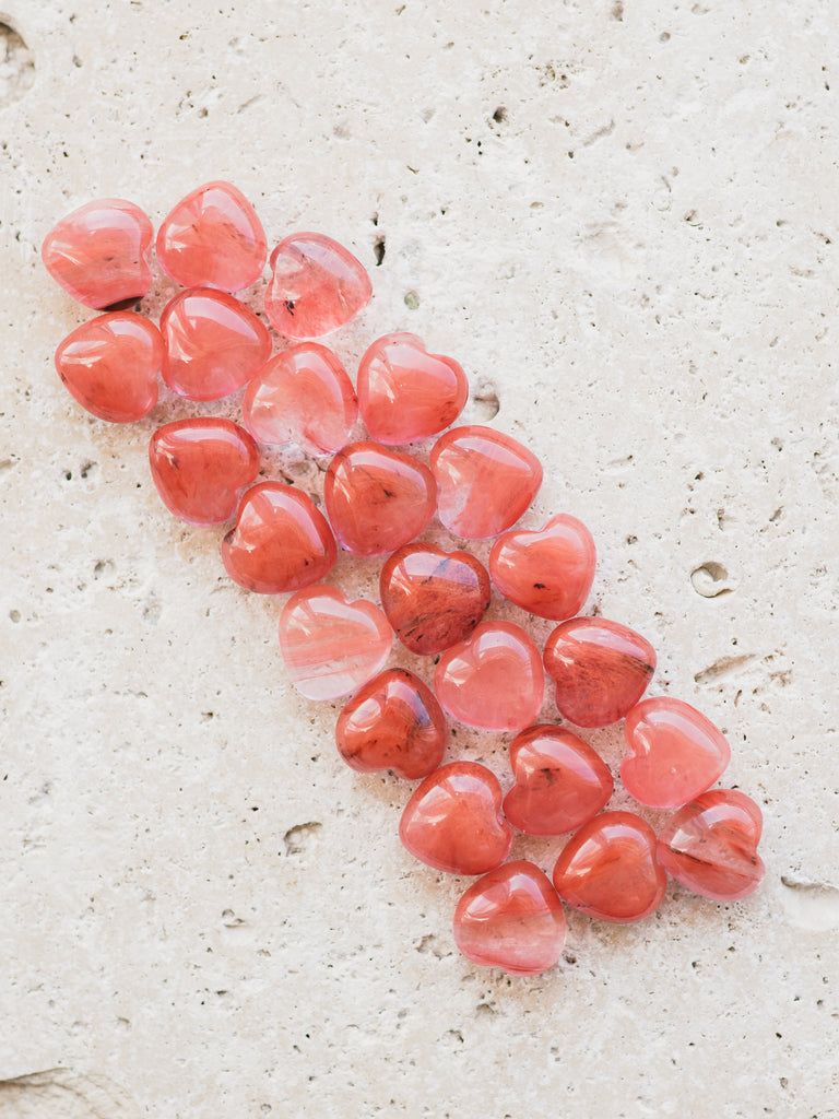 Mini Cherry Quartz Puffy Hearts